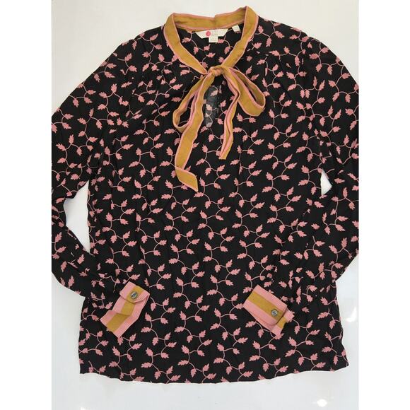 Boden Floral Navy Blouse Size Womens 4US - Picture 2 of 7
